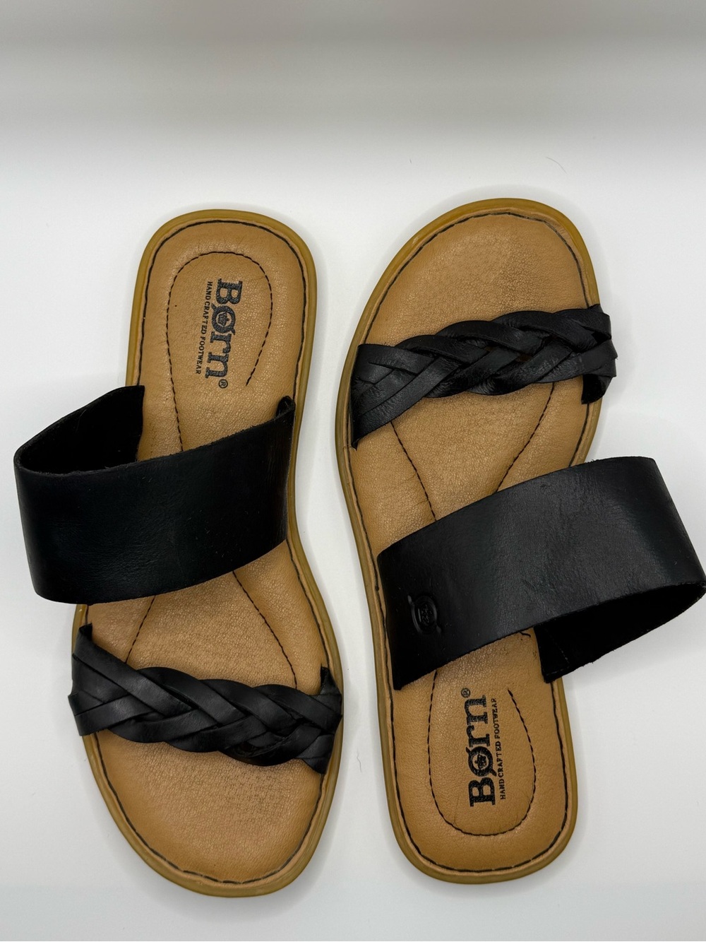 Born Black Braided Double-Strap Slide Sandals